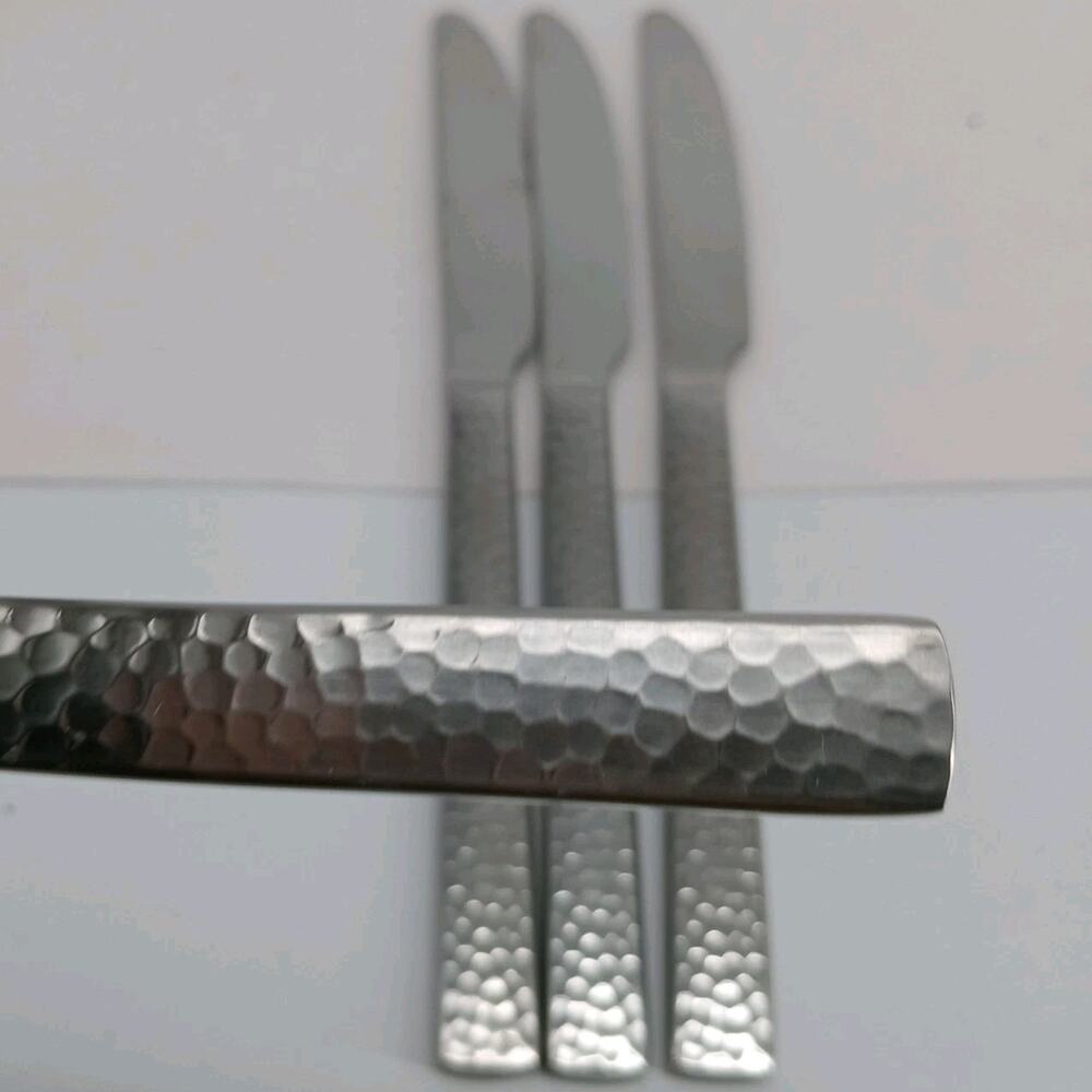 4X BK Splendide 18/10 Stainless Butter Dinner Knives Hammered Mali David Shaw